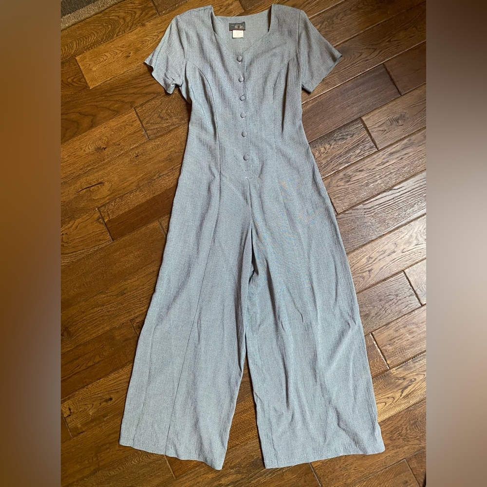 Button-Front Wide Leg Jumpsuit
